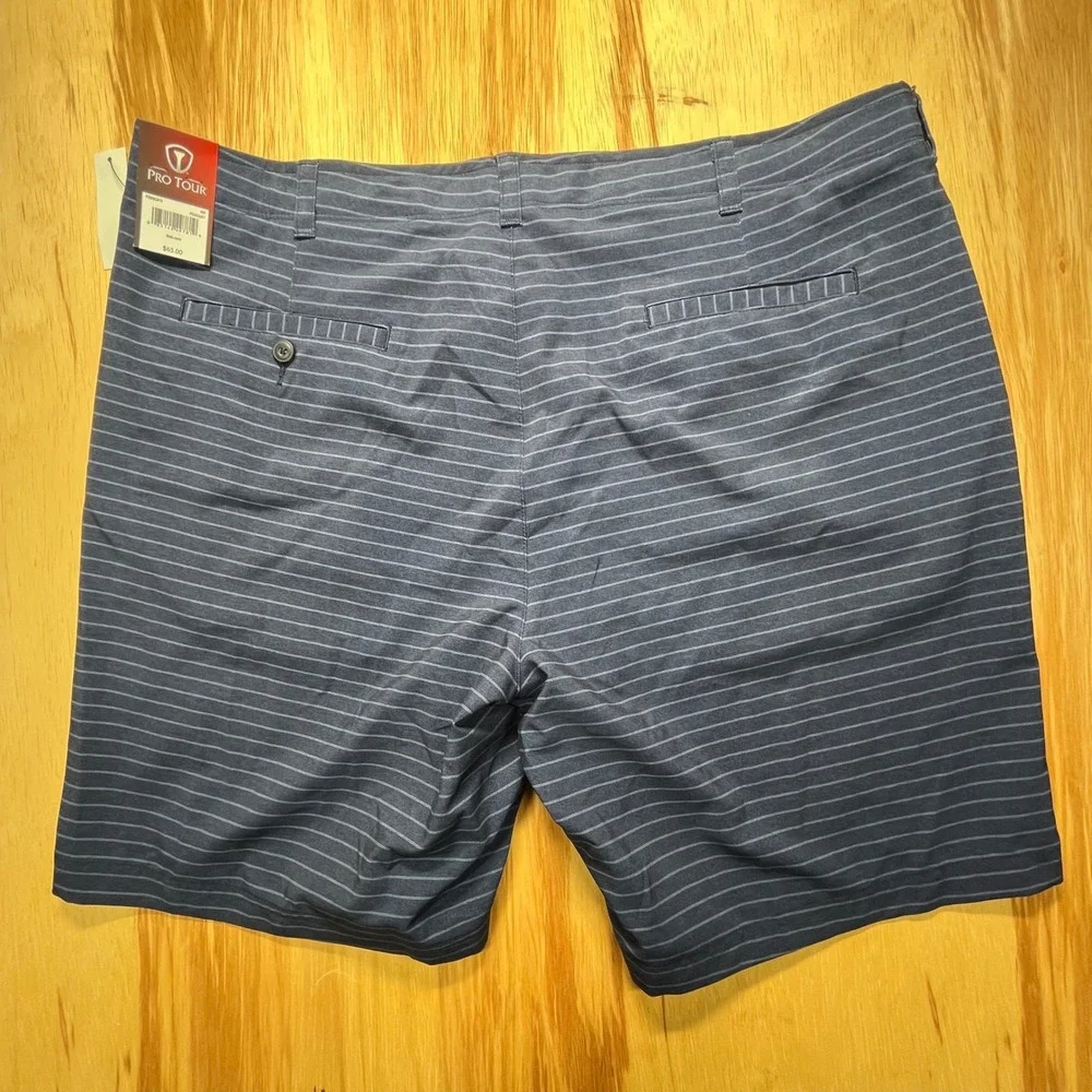 Pro Tour Navy Stripe Golf Performance Shorts Men's 42 NWT‎